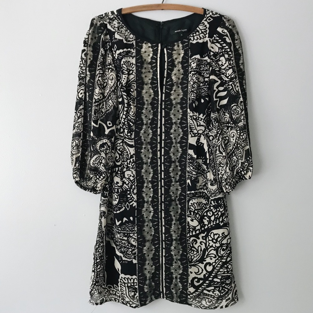 Nanette Lepore Black Cream Silk Dress - 2